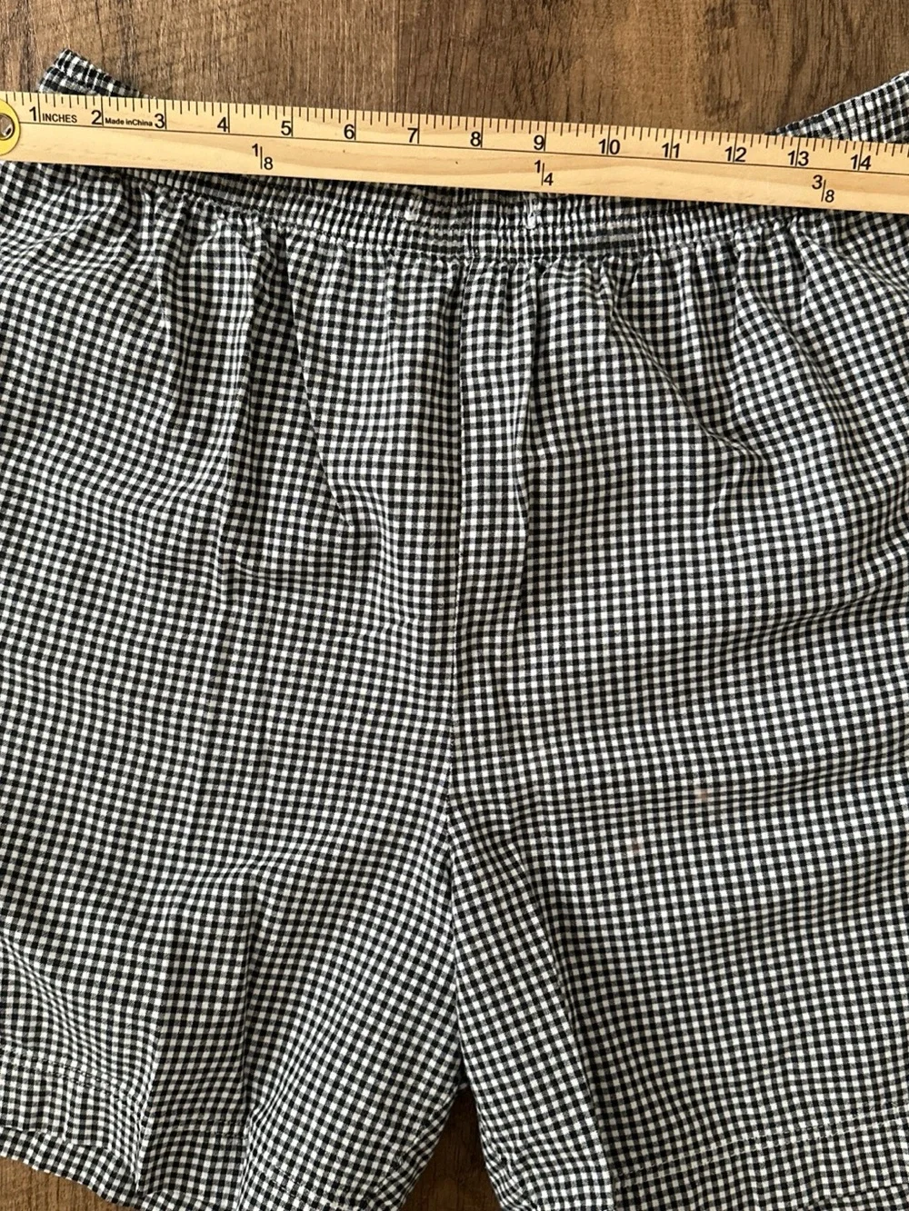 Black & White Gingham Elastic Waist Shorts Vintage Baxter & Wells Large